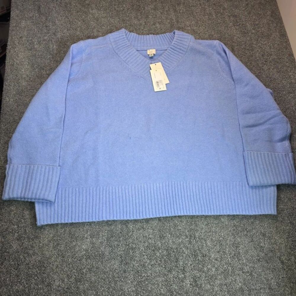 Women’s Plus Size Soft Blue V Neck Knit Sweater 3X
